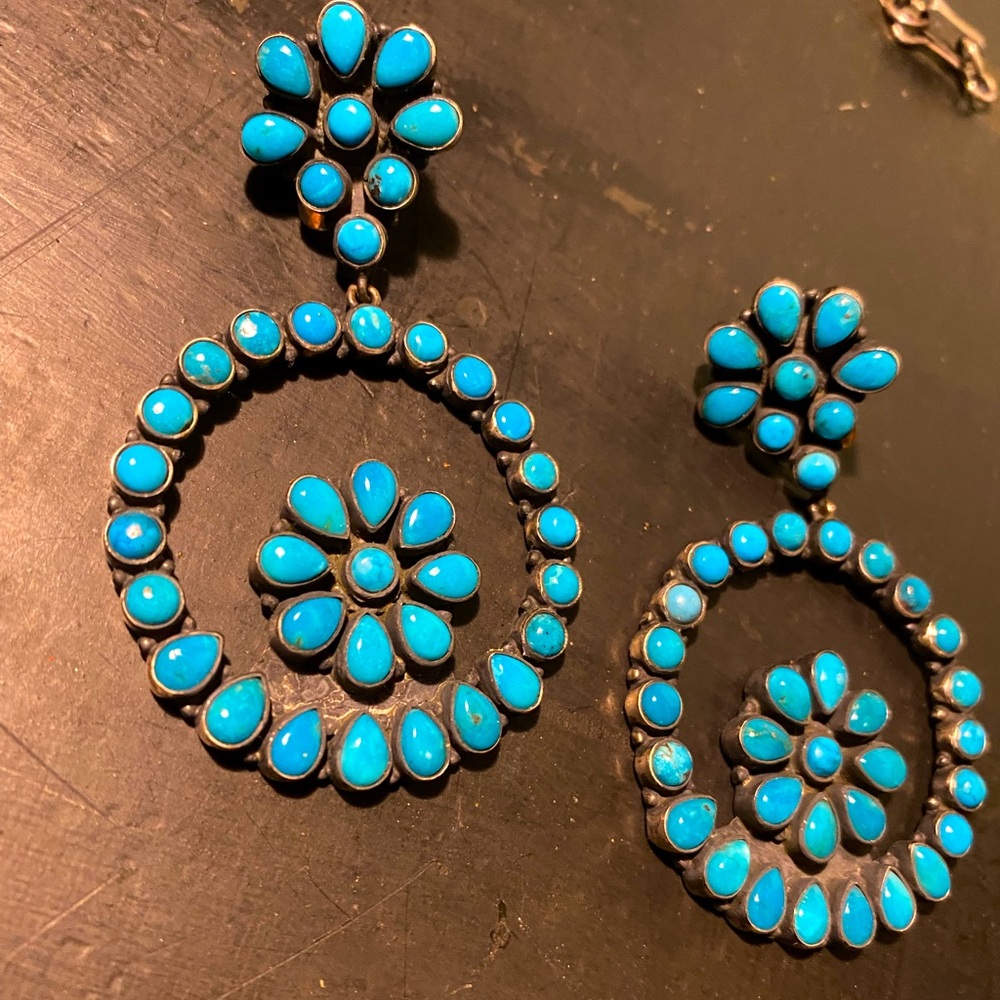 Sterling Turquoise Large Earrings